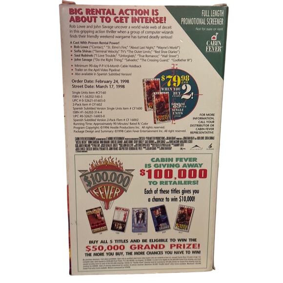 Hostile Intent demo Screener VHS cabin fever Rob Lowe vintage retro action movie - Picture 2 of 3